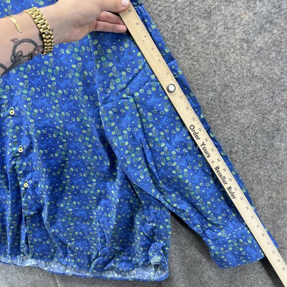 Luchiano Visconti Shirt Mens 3XL Blue Geometric Print Button Front Cotton - Picture 5 of 10